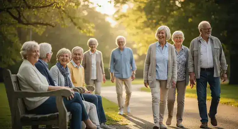 Happy seniors enjoying an active lifestyle together